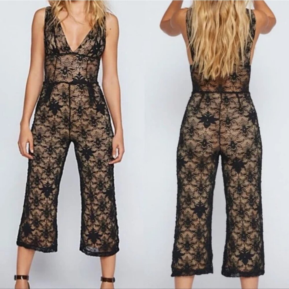 NWOT Nightcap x Free People Black Fleur Lace Jumpsuit